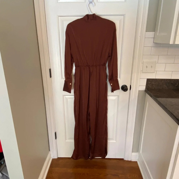Line and Dot Giselle Jumpsuit Cinnamon Brown silky long sleeve 33603 - Picture 11 of 15